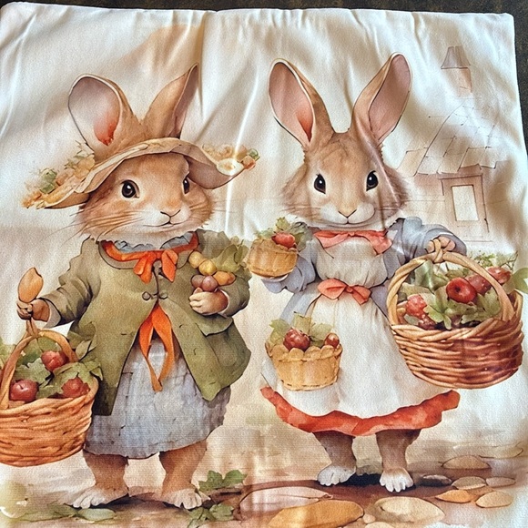 NEW Beatrix Potter Peter Rabbit inspired harvest throw pillow cover baby nursery - Picture 5 of 11
